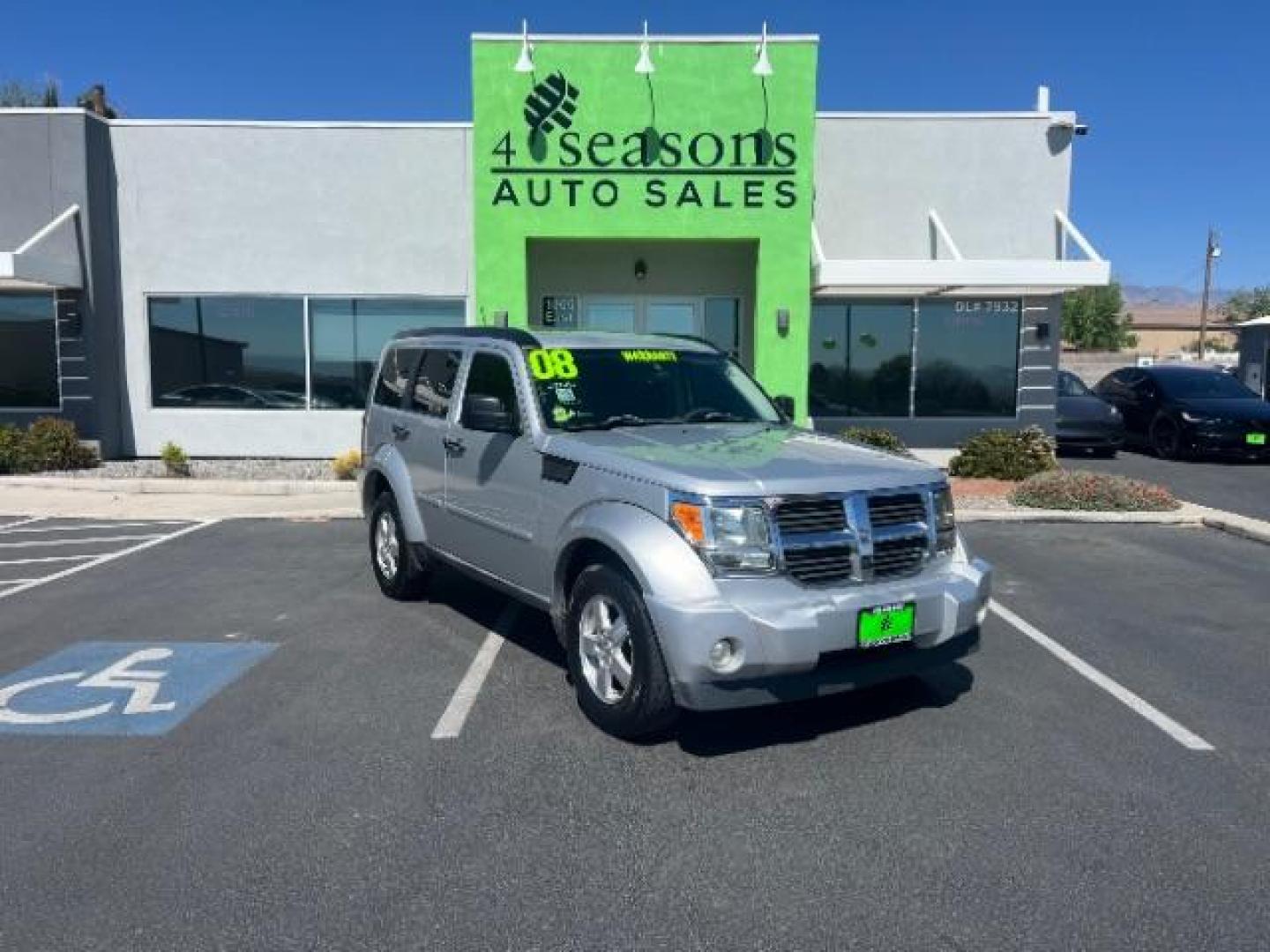 2008 Bright Silver Metallic /Dark Khaki Cloth Seats Dodge Nitro SXT 4WD (1D8GU28K28W) with an 3.7L V6 SOHC 12V engine, 4-Speed Automatic transmission, located at 1865 East Red Hills Pkwy, St. George, 84770, (435) 628-0023, 37.120850, -113.543640 - 2008 Dodge Nitro SXT 4WD - Rugged Power at an Unbeatable Price! Built tough and loaded with features, this Bright Silver Metallic Dodge Nitro SXT 4WD is ready for whatever the road throws at you. Whether you are tackling back roads or handling daily commutes, this capable SUV delivers serious capab- Photo#0