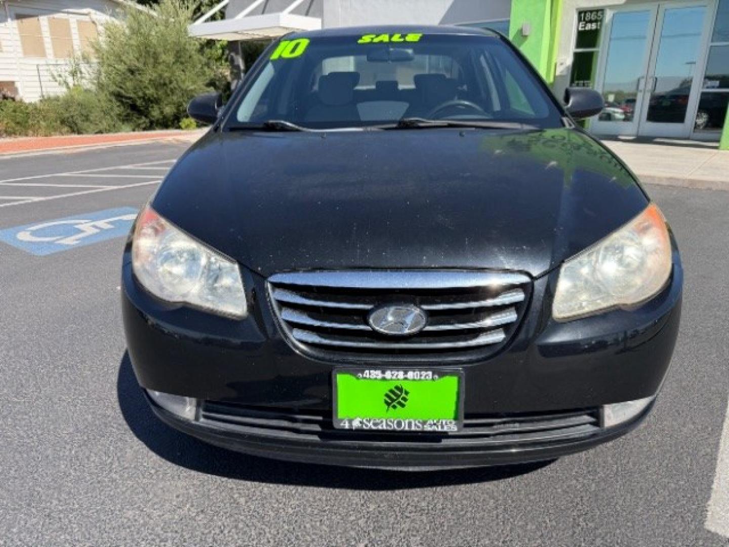 2010 Ebony Black /Gray Cloth Interior Hyundai Elantra SE (KMHDU4AD3AU) with an 2.0L L4 DOHC 16V engine, 4-Speed Automatic transmission, located at 940 North Main Street, Cedar City, UT, 84720, (435) 628-0023, 37.692936, -113.061897- Photo#1