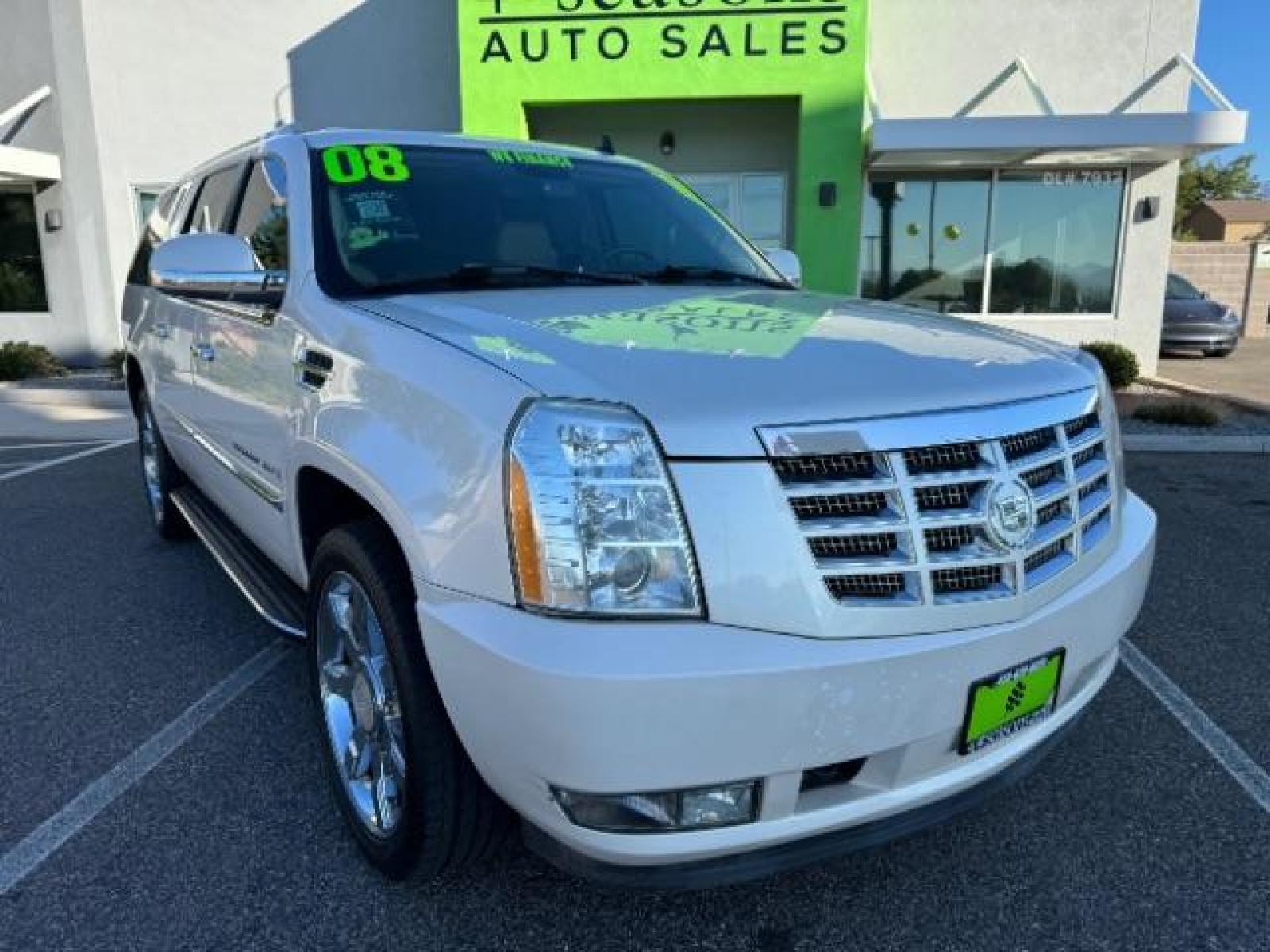 2008 White Diamond /Cocoa/Very Light Cashmere Leather Interior Cadillac Escalade ESV (1GYFK66838R) with an 6.2L V8 OHV 16V engine, 6-Speed Automatic transmission, located at 1865 East Red Hills Pkwy, St. George, 84770, (435) 628-0023, 37.120850, -113.543640 - We specialize in helping ALL people get the best financing available. No matter your credit score, good, bad or none we can get you an amazing rate. Had a bankruptcy, divorce, or repossessions? We give you the green light to get your credit back on the road. Low down and affordable payments that fit - Photo #1