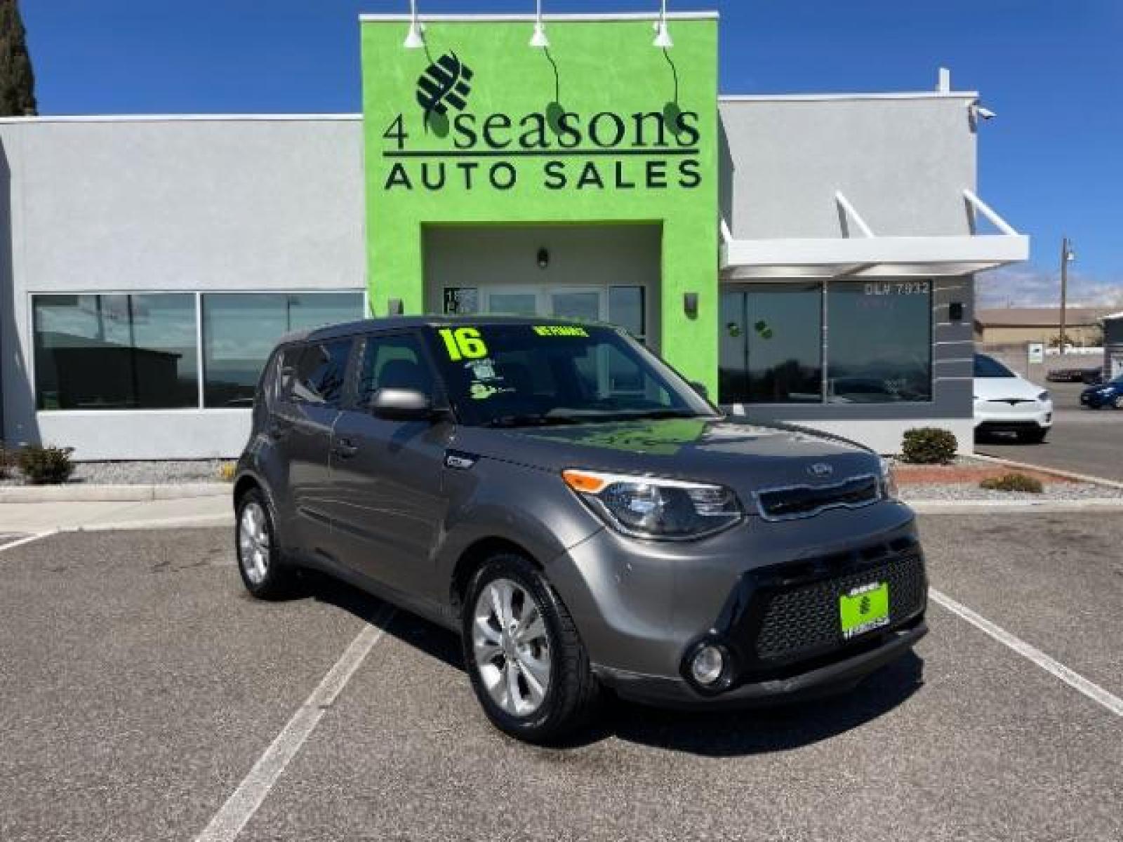 2016 Titanium Gray /Black, cloth Kia Soul + (KNDJP3A52G7) with an 2.0L L4 DOHC 16V engine, 6-Speed Automatic transmission, located at 1865 East Red Hills Pkwy, St. George, 84770, (435) 628-0023, 37.120850, -113.543640 - We specialize in helping ALL people get the best financing available. No matter your credit score, good, bad or none we can get you an amazing rate. Had a bankruptcy, divorce, or repossessions? We give you the green light to get your credit back on the road. Low down and affordable payments that fit - Photo #0