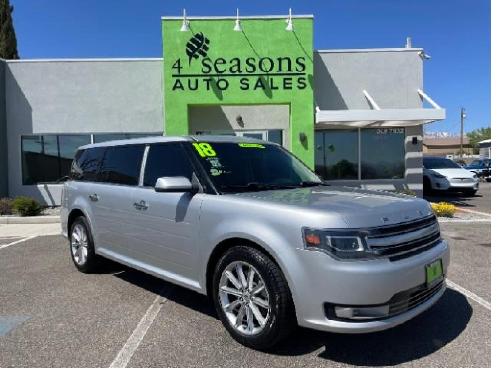 2018 Ingot Silver Metallic /Charcoal Black, leather Ford Flex Limited FWD (2FMGK5D84JB) with an 3.5L V6 DOHC 24V engine, 6-Speed Automatic Overdrive transmission, located at 1865 East Red Hills Pkwy, St. George, 84770, (435) 628-0023, 37.120850, -113.543640 - Photo #0