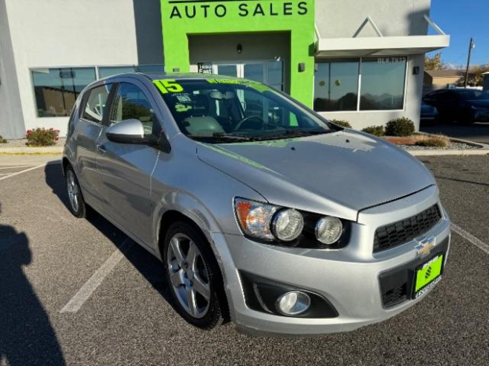 2015 Silver Ice Metallic /Dark Pewter/Dark Titanium Chevrolet Sonic LTZ Auto 5-Door (1G1JE6SB0F4) with an 1.4L L4 DOHC 24V TURBO engine, 6-Speed Automatic transmission, located at 1865 East Red Hills Pkwy, St. George, 84770, (435) 628-0023, 37.120850, -113.543640 - Photo #1