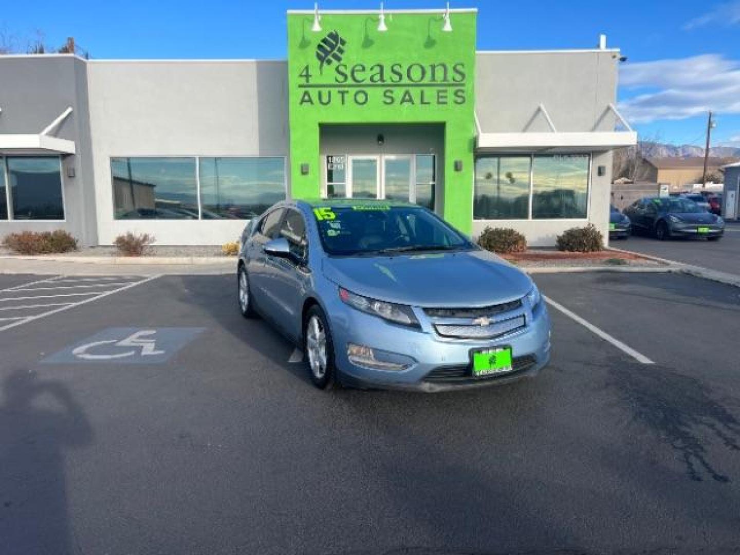 2015 Light Blue /Black Leather Interior Chevrolet Volt Premium w/ Navigatio (1G1RD6E44FU) with an 1.4L L4 DOHC 16V PLU engine, Continuously Variabl transmission, located at 940 North Main Street, Cedar City, UT, 84720, (435) 628-0023, 37.692936, -113.061897 - Photo#0