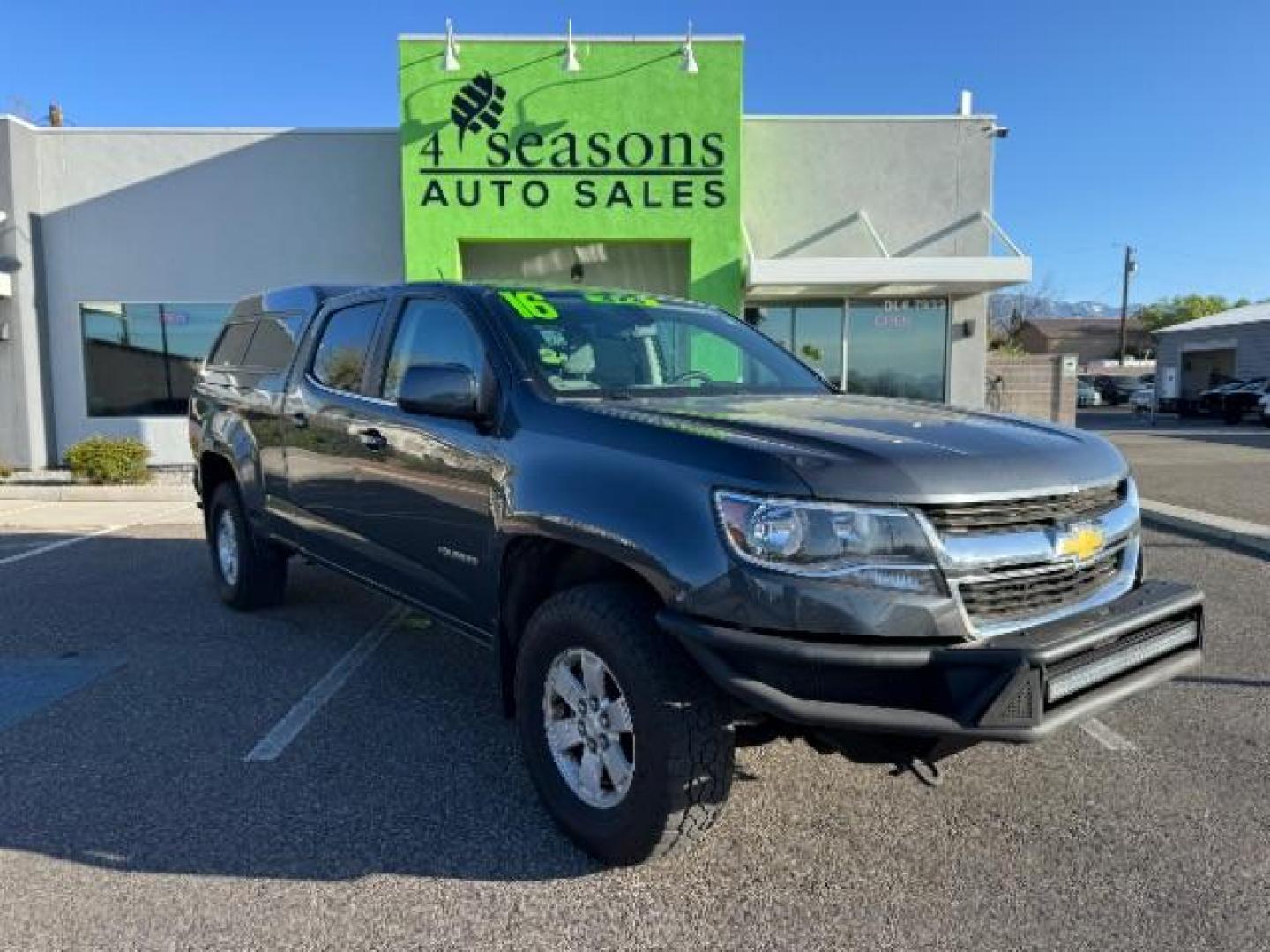 2016 Cyber Gray Metallic Chevrolet Colorado CREW CAB PICKUP 4-DR (1GCGTBE32G1) with an 3.6L V6 DOHC 24V GAS engine, 6-Speed Automatic transmission, located at 1865 East Red Hills Pkwy, St. George, 84770, (435) 628-0023, 37.120850, -113.543640 - Photo#0