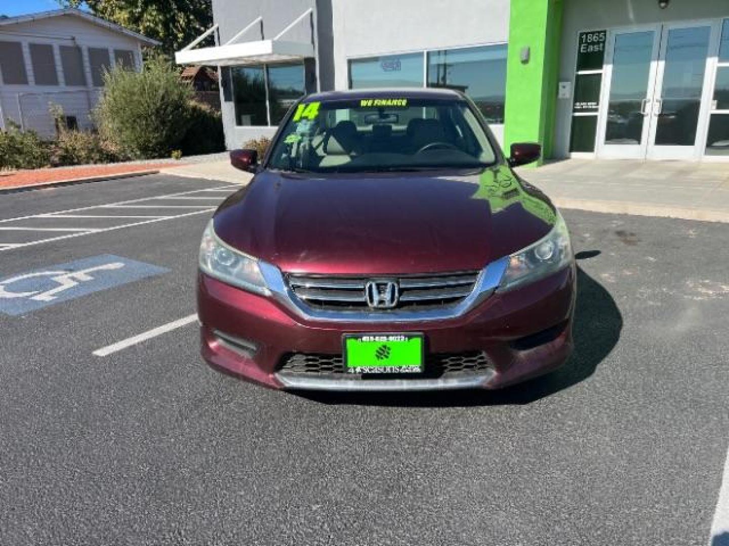 2014 Maroon /Black Interior Honda Accord LX Sedan CVT (1HGCR2F39EA) with an 2.4L L4 DOHC 16V engine, Continuously Variable Transmission transmission, located at 940 North Main Street, Cedar City, UT, 84720, (435) 628-0023, 37.692936, -113.061897 - We specialize in helping ALL people get the best financing available. No matter your credit score, good, bad or none we can get you an amazing rate. Had a bankruptcy, divorce, or repossessions? We give you the green light to get your credit back on the road. Low down and affordable payments that fit - Photo#1