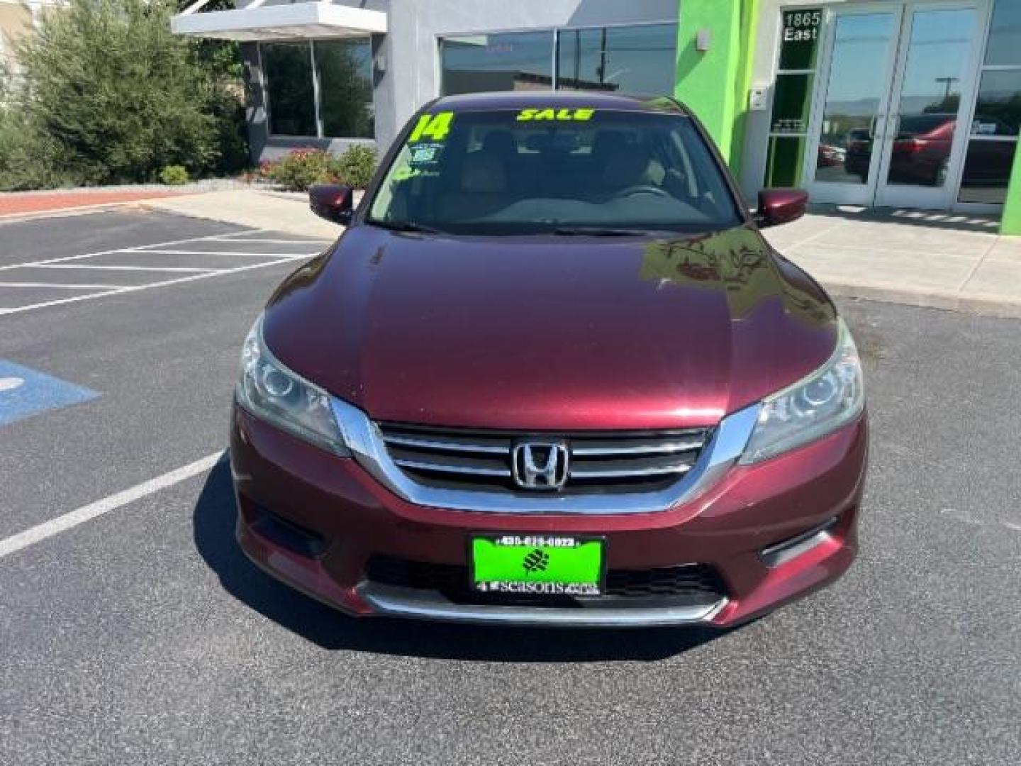 2014 Maroon /Beige Cloth Honda Accord LX Sedan CVT (1HGCR2F39EA) with an 2.4L L4 DOHC 16V engine, Continuously Variable Transmission transmission, located at 1865 East Red Hills Pkwy, St. George, 84770, (435) 628-0023, 37.120850, -113.543640 - We specialize in helping ALL people get the best financing available. No matter your credit score, good, bad or none we can get you an amazing rate. Had a bankruptcy, divorce, or repossessions? We give you the green light to get your credit back on the road. Low down and affordable payments that fit- Photo#1