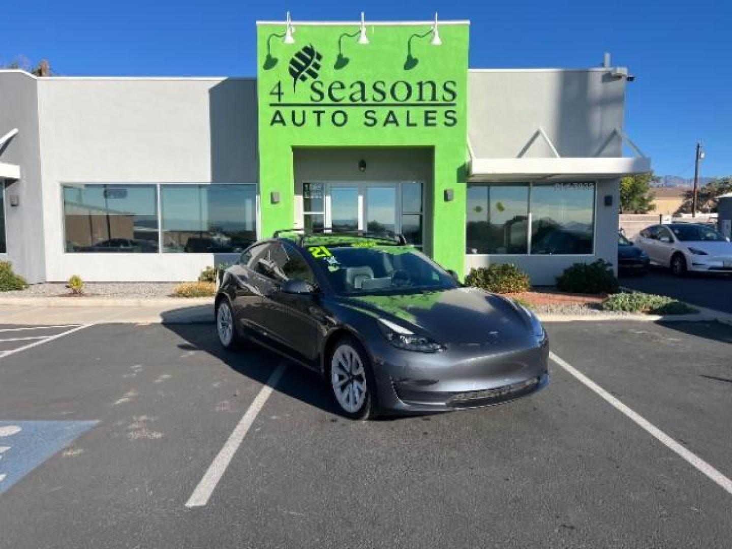2021 Midnight Silver Metallic /All Black Tesla Model 3 Long Range (5YJ3E1EB4MF) with an ELECTRIC engine, 1-Speed Automatic transmission, located at 1865 East Red Hills Pkwy, St. George, 84770, (435) 628-0023, 37.120850, -113.543640 - Photo#0