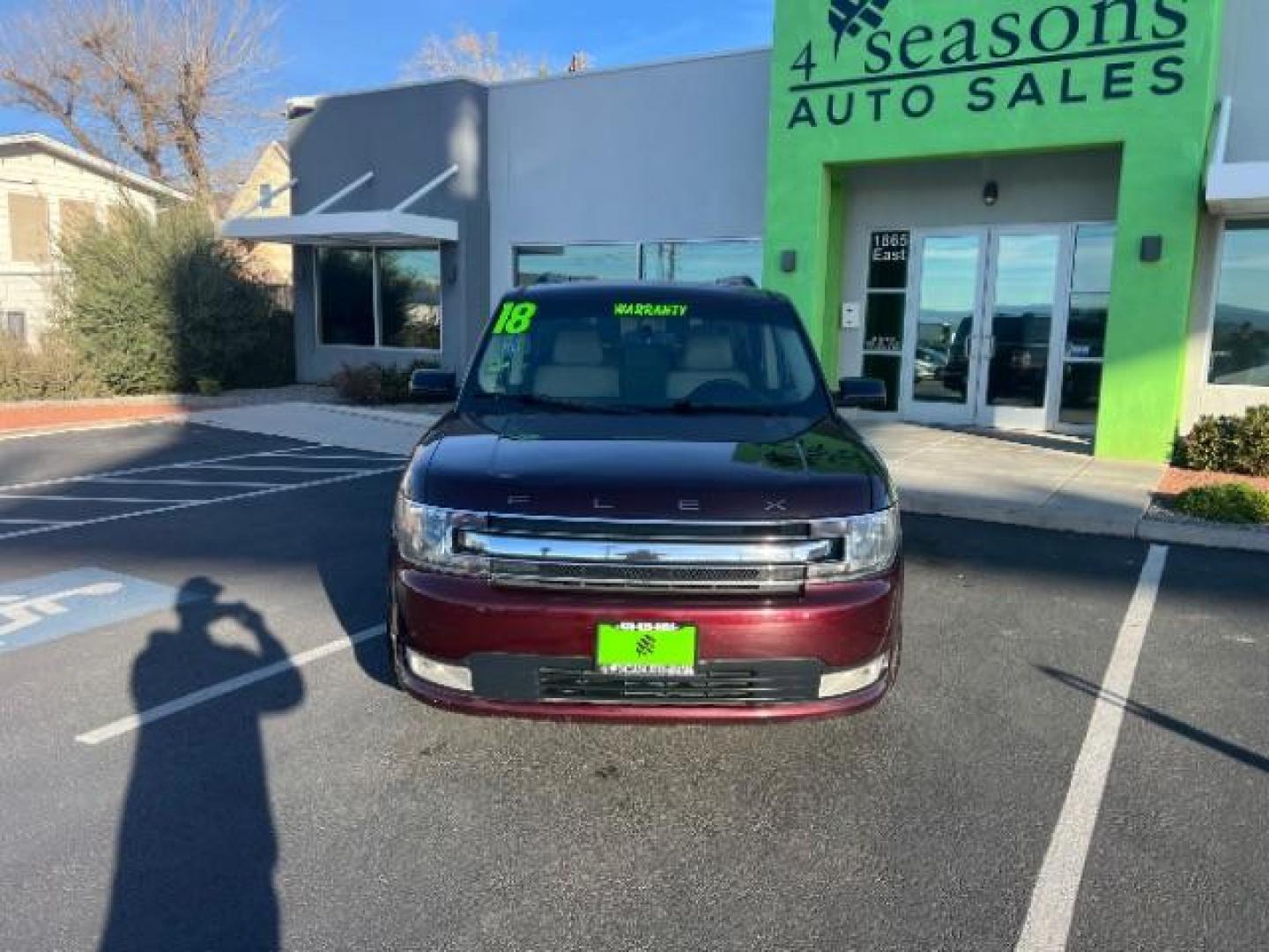 2018 Burgundy Velvet Tinted Clearcoat /Dune Ford Flex SEL (2FMGK5C87JB) with an 3.5L V6 DOHC 24V engine, 6-Speed Automatic transmission, located at 940 North Main Street, Cedar City, UT, 84720, (435) 628-0023, 37.692936, -113.061897 - Photo#1