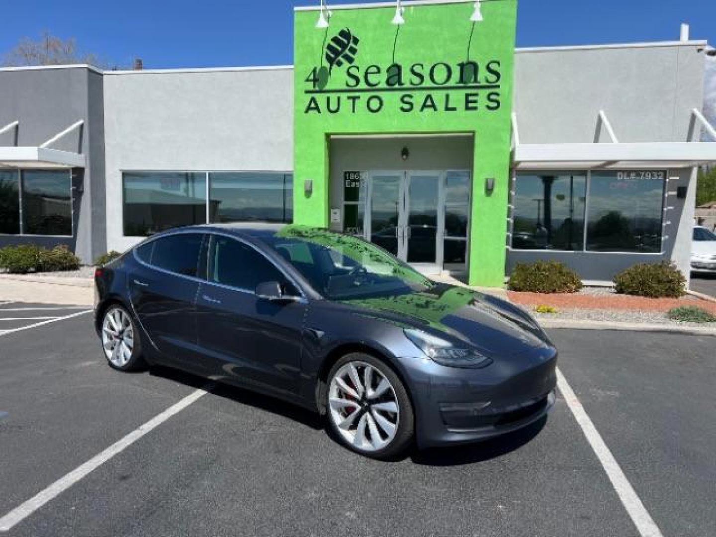 2019 Grey /Black Leather Tesla Model 3 Base (5YJ3E1EB1KF) with an ELECTRIC engine, 1-Speed Automatic transmission, located at 1865 East Red Hills Pkwy, St. George, 84770, (435) 628-0023, 37.120850, -113.543640 - Salvage Title, Tesla certified for super charging. Special financing availabe for ALL credit types. Does not qualify for EV tax credit - Photo#0