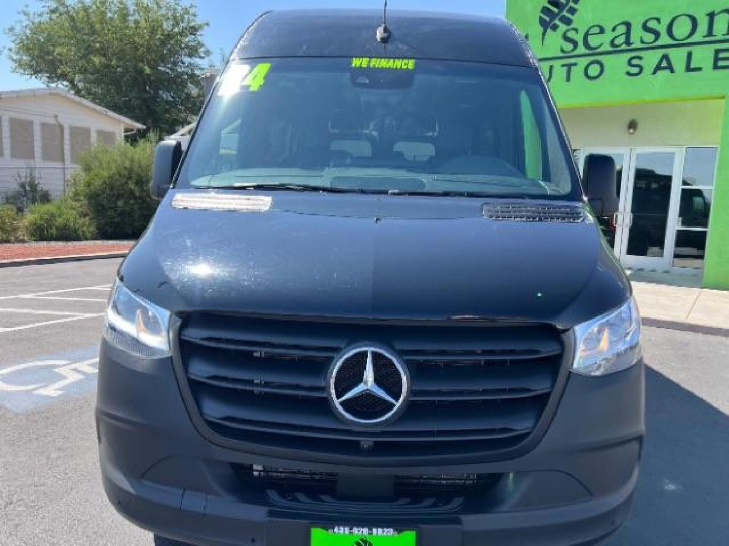 2024 Jet Black /Black Mercedes-Benz Sprinter 2500 Standard Roof 4-Cyl Diesel HO (W1Z4NFHYXRP) with an 2L I-4 diesel direct injection engine, Automatic transmission, located at 1865 East Red Hills Pkwy, St. George, 84770, (435) 628-0023, 37.120850, -113.543640 - Near new 12 passenger Sprinter. Low miles with full factory warranty. 1 owner and NO accidents. 3rd Row Seat Automatic Parking Back-Up Camera Blind Spot Monitor Bluetooth Connection Heated Front Seat(s) Privacy Glass Rain Sensing Wipers Rear A/C Rear Parking Aid Tire Pressure Monitor BLACK, LEATHER - Photo#1