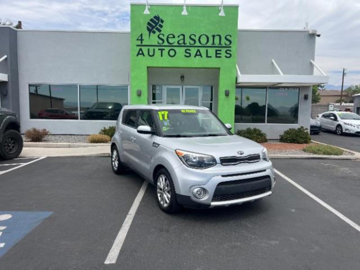 2017 Bright Silver /Gray 2-Tone Kia Soul + (KNDJP3A53H7) with an 2L I-4 gasoline direct injection engine, Automatic transmission, located at 940 North Main Street, Cedar City, UT, 84720, (435) 628-0023, 37.692936, -113.061897 - Photo#0