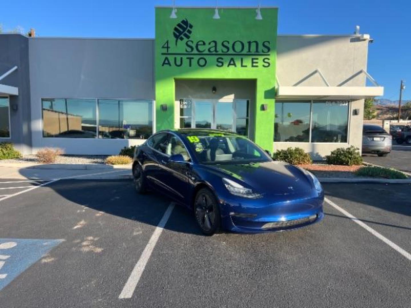 2019 Deep Blue Metallic /Black Tesla Model 3 Long Range Dual Motor All-Wheel Drive | AWD (5YJ3E1EB0KF) with an ELECTRIC engine, Electric transmission, located at 1865 East Red Hills Pkwy, St. George, 84770, (435) 628-0023, 37.120850, -113.543640 - Photo#0