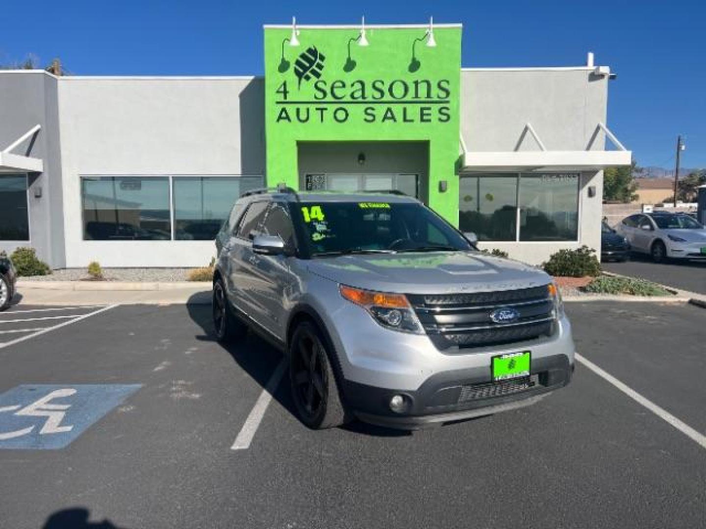 2014 Ingot Silver Metallic /Charcoal Black w/Pecan Inserts Ford Explorer Limited (1FM5K8F84EG) with an 3.5L V-6 DOHC engine, Automatic transmission, located at 940 North Main Street, Cedar City, UT, 84720, (435) 628-0023, 37.692936, -113.061897 - Photo#0