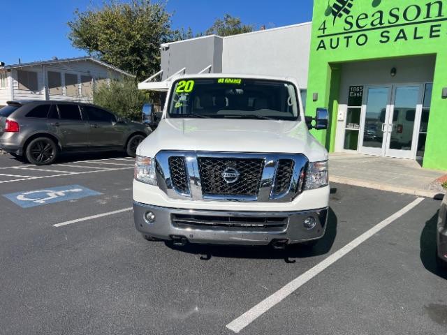 2020 Glacier White /Beige Nissan NV Passenger NV3500 HD SL (5BZAF0AA3LN) with an Endurance 5.6L V-8 gasoline direct injection engine, Automatic transmission, located at 1865 East Red Hills Pkwy, St. George, 84770, (435) 628-0023, 37.120850, -113.543640 - Spotless NV3500 SL ready for the whole family. 2wd but we can arrange the 4x4 convertions for you if desired. V8, Tow, Cruise control Other High Value Options: 3rd Row Seat Back-up Camera Bluetooth Connection Chrome Wheels Climate Control Fog Lamps Heated Front Seat Leather Seats Multi-Zo - Photo#1
