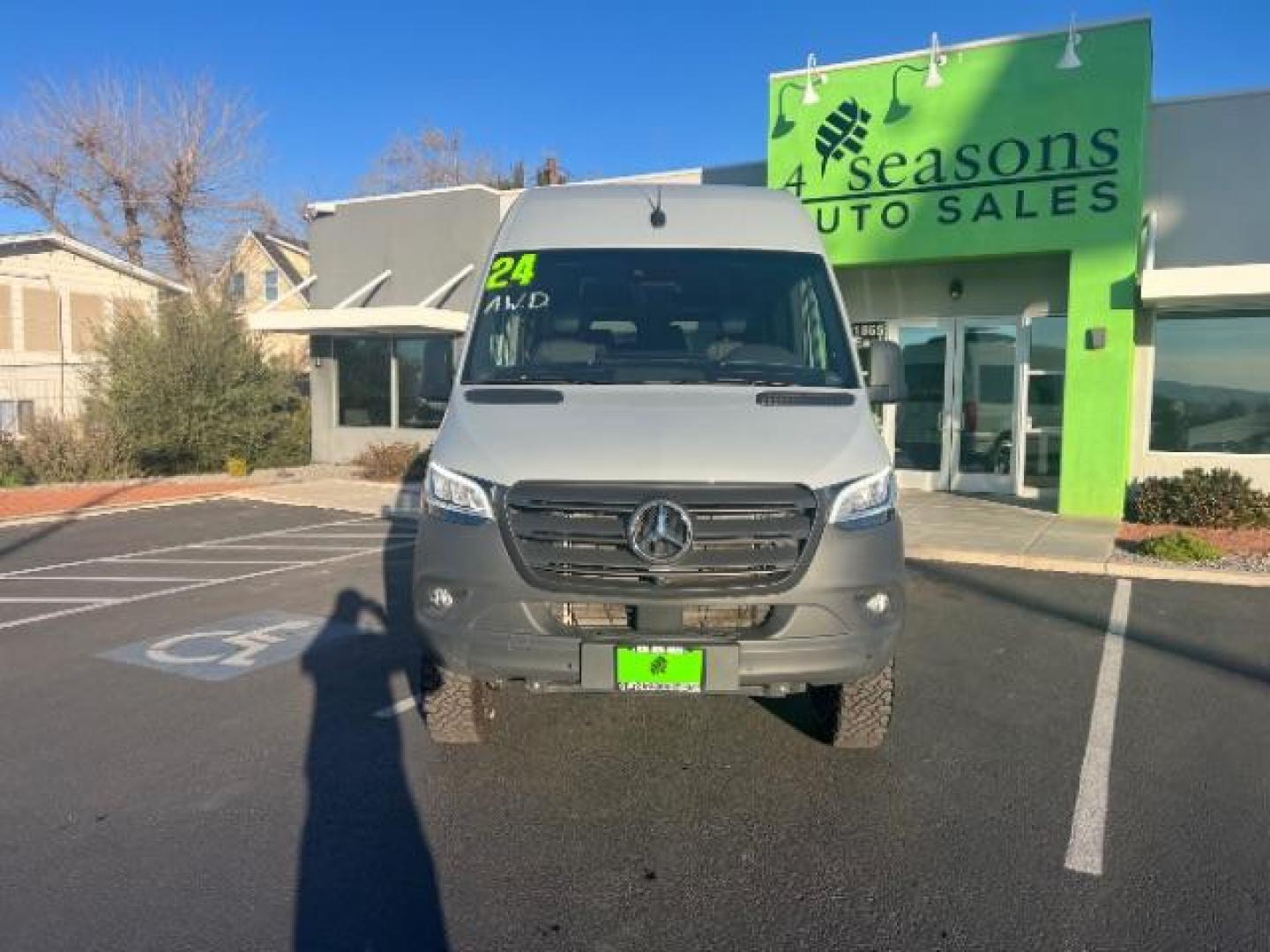2024 Graphite Grey /Black Mercedes-Benz Sprinter 2500 Standard Roof 4-Cyl Diesel HO (W1Z4NFVY8RP) with an 2L I-4 diesel direct injection engine, Automatic transmission, located at 1865 East Red Hills Pkwy, St. George, 84770, (435) 628-0023, 37.120850, -113.543640 - AWD 2024 Sprinter 2500 with 12 leather seats. Ready to take the whole family offroad or through the snow. Rear A/C, Diesel, Tow Hitch, Aftermarket wheels, new tires, Stepsides, 360 parking camera, cruise control, All Wheel drive. Call or text 4 Seasons Auto St George ut #7932 - Photo#1
