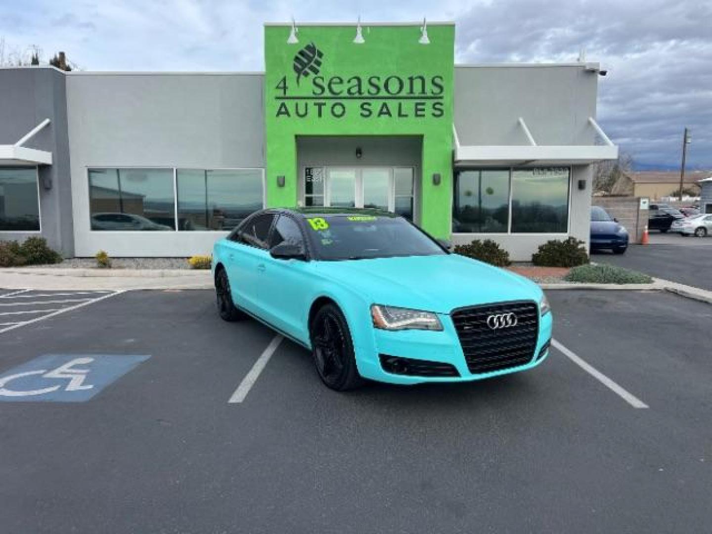 2013 Cyan /Black Leather Interior Audi A8 3.0 Sedan L quattro Tiptronic (WAURGAFD6DN) with an 3.0L V6 DOHC 24V SUPERCHARGED engine, 6-Speed Automatic transmission, located at 940 North Main Street, Cedar City, UT, 84720, (435) 628-0023, 37.692936, -113.061897 - We specialize in helping ALL people get the best financing available. No matter your credit score, good, bad or none we can get you an amazing rate. Had a bankruptcy, divorce, or repossessions? We give you the green light to get your credit back on the road. Low down and affordable payments that fit - Photo#0