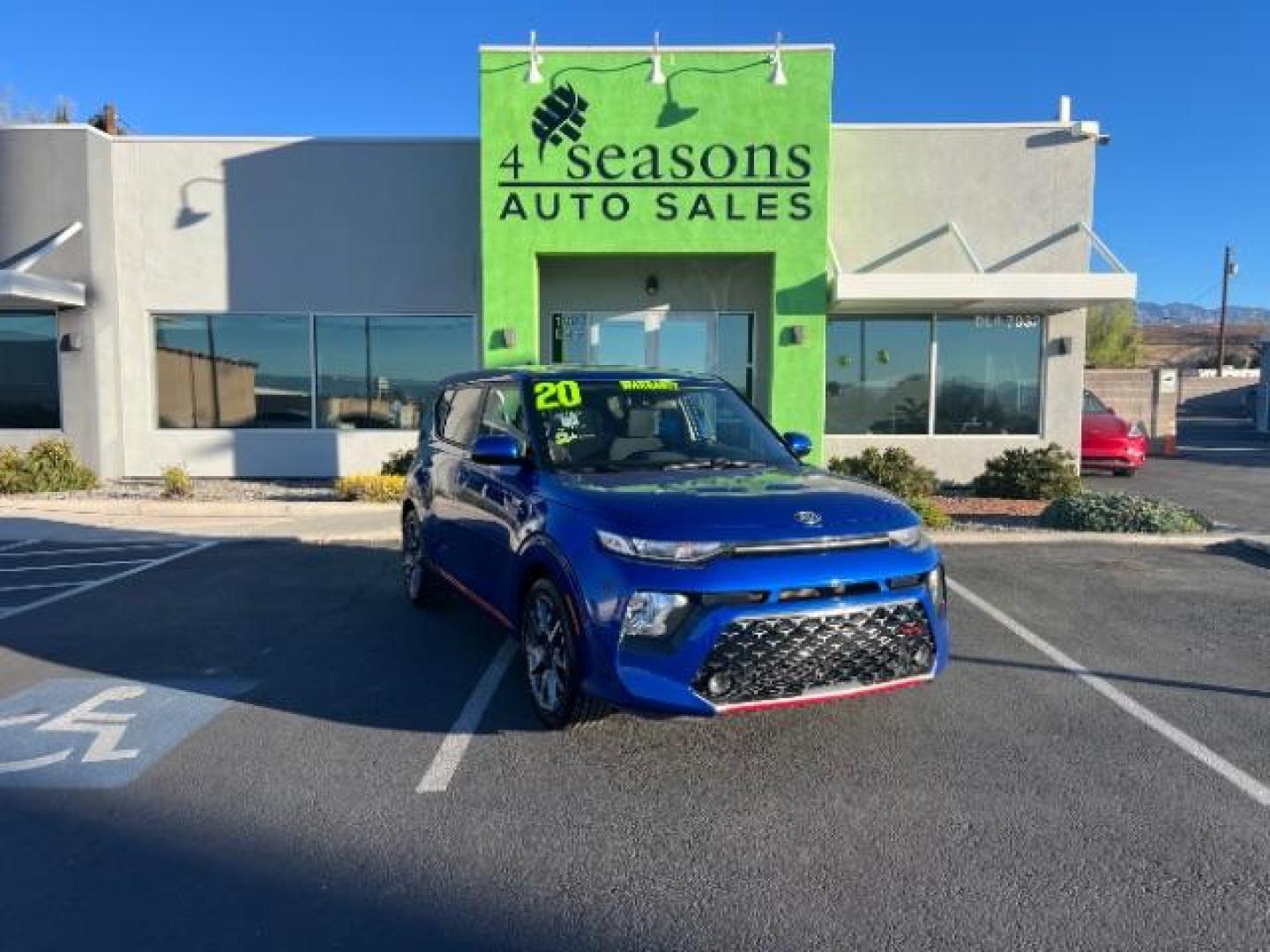2020 Neptune Blue /Black Kia Soul GT-Line (KNDJ63AU1L7) with an 2L I-4 DOHC engine, Automatic transmission, located at 940 North Main Street, Cedar City, UT, 84720, (435) 628-0023, 37.692936, -113.061897 - We specialize in helping ALL people get the best financing available. No matter your credit score, good, bad or none we can get you an amazing rate. Had a bankruptcy, divorce, or repossessions? We give you the green light to get your credit back on the road. Low down and affordable payments that fit - Photo#0