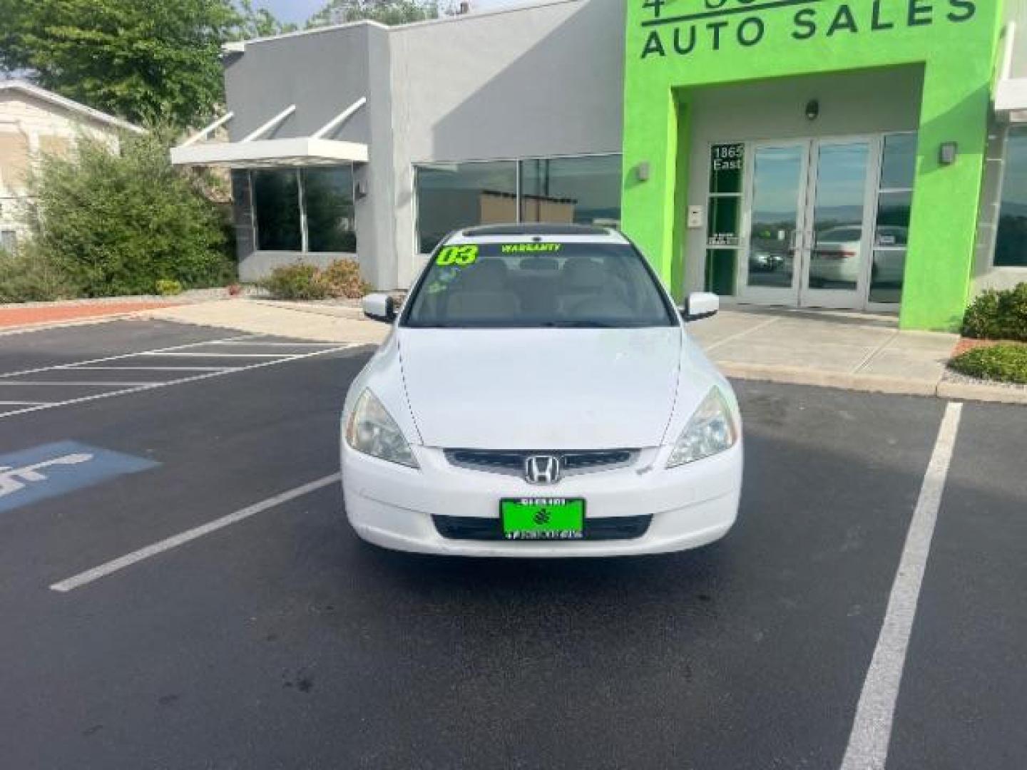 2003 Taffeta White /Ivory Honda Accord 2.4 EX (1HGCM56673A) with an 2.4L I-4 DOHC engine, Automatic transmission, located at 940 North Main Street, Cedar City, UT, 84720, (435) 628-0023, 37.692936, -113.061897 - We specialize in helping ALL people get the best financing available. No matter your credit score, good, bad or none we can get you an amazing rate. Had a bankruptcy, divorce, or repossessions? We give you the green light to get your credit back on the road. Low down and affordable payments that fit - Photo#1
