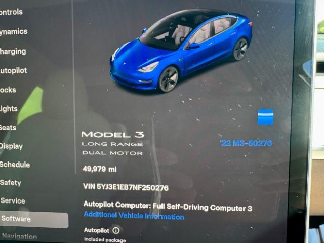 2022 Deep Blue Metallic /White/Black Tesla Model 3 Long Range Dual Motor All-Wheel Drive (5YJ3E1EB7NF) with an ELECTRIC engine, Electric transmission, located at 1865 East Red Hills Pkwy, St. George, 84770, (435) 628-0023, 37.120850, -113.543640 - Excellent Tesla Model 3 Long Range All Wheel Drive with White interior! HW3. Inside and outside in great shape. Tires are good. All our Teslas come with charging kit. Battery is near new. Gets 305 on full charge. Clean title, no accidents Still has remaining 120k mile Tesla warranty on battery a - Photo#19