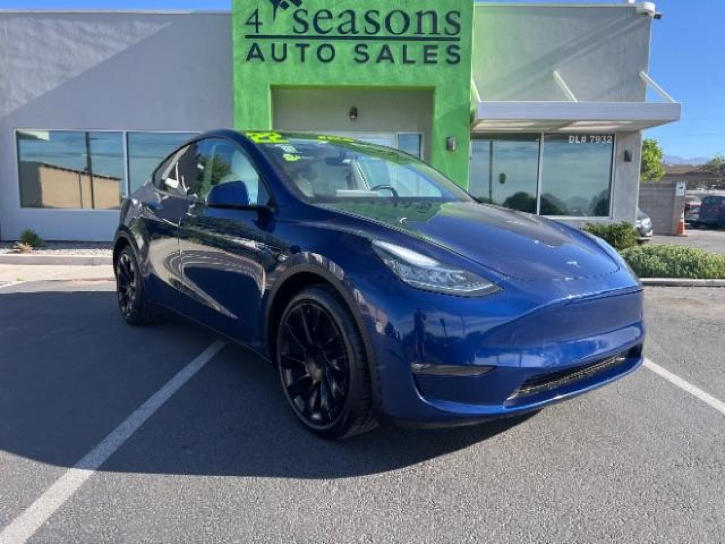 2022 Deep Blue Metallic /White/Black Tesla Model Y Long Range Dual Motor All-Wheel Drive (7SAYGAEE2NF) with an ELECTRIC engine, Electric transmission, located at 1865 East Red Hills Pkwy, St. George, 84770, (435) 628-0023, 37.120850, -113.543640- Photo#0