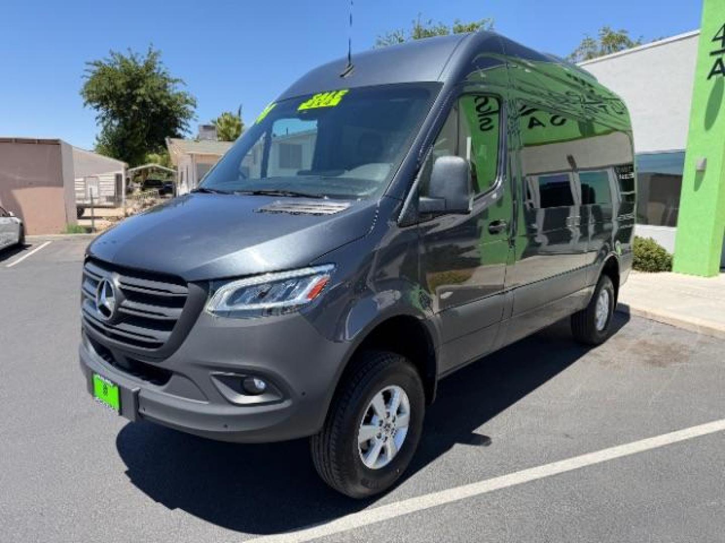 2024 Graphite Grey /Black Mercedes-Benz Sprinter 2500 High Roof 107 inches (W1Z4NFVY5RP) with an 2L I-4 diesel direct injection engine, AUTOMATIC transmission, located at 1865 East Red Hills Pkwy, St. George, 84770, (435) 628-0023, 37.120850, -113.543640 - ALL WHEEL DRIVE, 12 Passenger, Leather, Upgraded A/C roof unit, 360 Camera, Rear step, Large info screen, High output engine. 1 Owner, NO accidents Optional Equipment XM4 - Acoustic Package $97 JA7 - Blind Spot Assist $504 L13 - Fog Lamp with Cornering Light Function $223 H15 - Heated Front Passe- Photo#2
