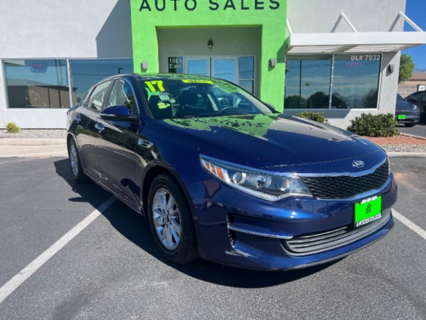 2017 Horizon Blue /Black Kia Optima LX (5XXGT4L36HG) with an Theta II 2.4L I-4 direct injection engine, Automatic transmission, located at 1865 East Red Hills Pkwy, St. George, 84770, (435) 628-0023, 37.120850, -113.543640 - Want a comfortable sedan that won't punish you at the pump? This 2017 Kia Optima LX brings Kia's 2.4L four-cylinder and front-wheel drive - a smooth daily driver for Southern Utah commuting and weekend trips. We specialize in in-house financing and work with all credit types - good, fair, challenge- Photo#0