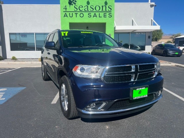 2017 Blu By You Pearlcoat /Light Frost Beige/Black Dodge Durango SXT AWD (1C4RDJAG7HC) with an Pentastar 3.6L V-6 DOHC engine, Automatic transmission, located at 1865 East Red Hills Pkwy, St. George, 84770, (435) 628-0023, 37.120850, -113.543640 - Versatile Southern Utah travel starts with this 2017 Dodge Durango SXT AWD. Its 3.6L Pentastar V6 engine, 8-speed automatic transmission, and all-wheel drive make it a smart fit for family adventures, towing, and year-round canyon and mountain trips. With 108,617 miles, this Durango is ready for its- Photo#0